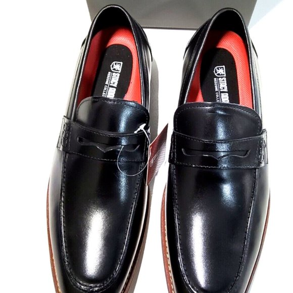 STACY ADAMS Men\'s Marlowe Penny Loafer Black Leather 10.5 Wide Red Zone Insole main image 4